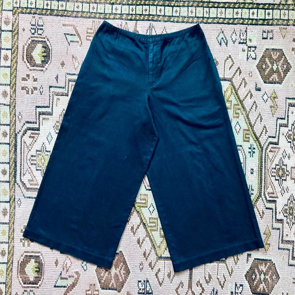 Vintage Y's by Yohji Yamamoto Black Super Wide Leg Cropped Cotton Pants